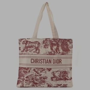 CHRISTIAN DIOR Straw Dioriviera Tote Red - New